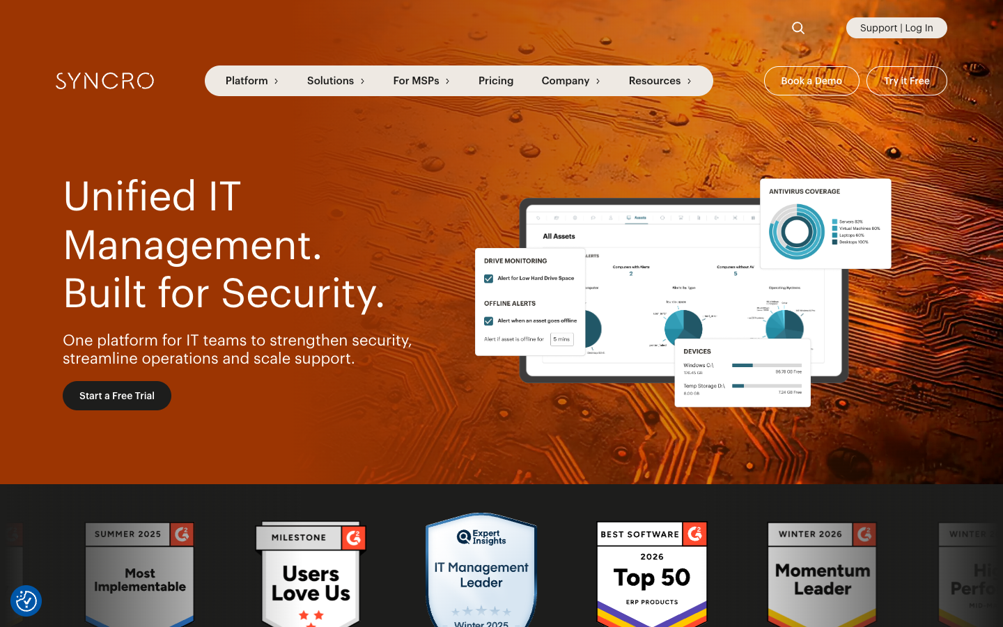 Syncro unified IT management platform combining RMM PSA and security operations