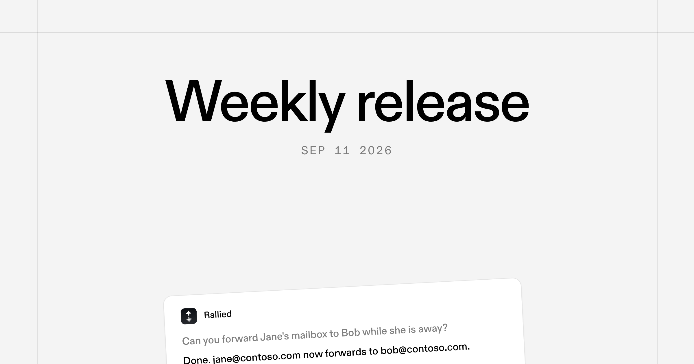 Weekly release, Sep 11 2026, with a ticket card